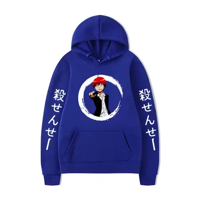 Women's Loose Anime Hoodie Light Gray Black Lettering