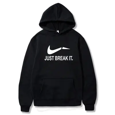 Men Fleece Hoodie Black White Label Winter Casual