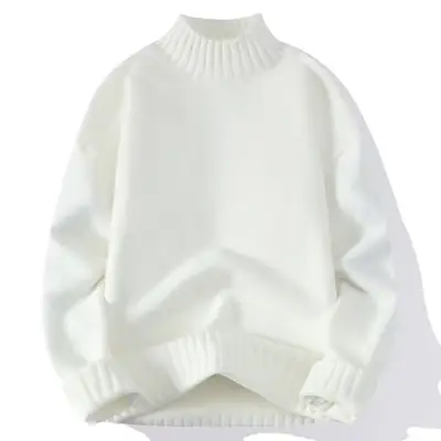 White Half Turtleneck Pullover Sweater for Winter Pakistan