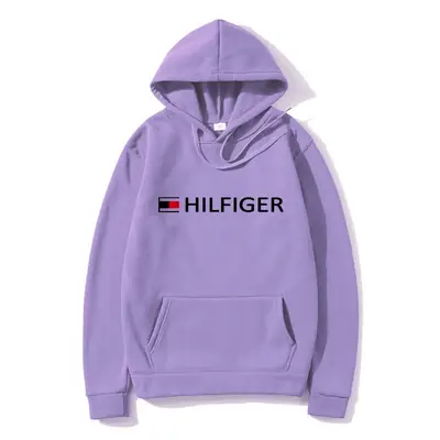 Men Purple Tommy Hilfiger Hoodie Autumn Casual Wear