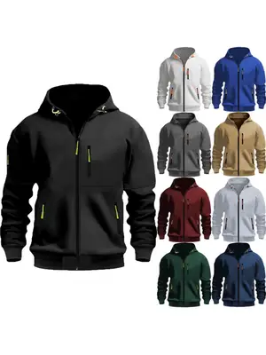 Plus Size Men Hooded Jacket Winter Casual Zipper