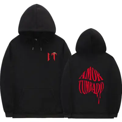 Black Printed Hoodie Men Women Casual Sports Sweatshirt
