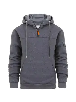 Men Grey Zip Hoodie Sports Casual Autumn
