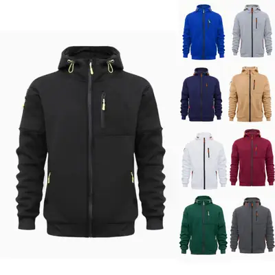 Plus Size Men Hoodie Multi-Zipper Multi-Pocket Sports Style