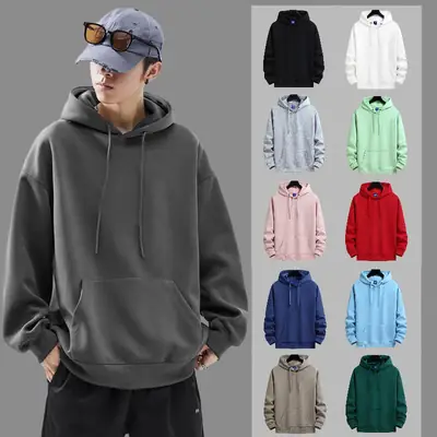 Men Women Hoodie Cotton Solid Color Sportswear 2024