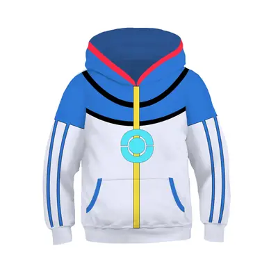 Children's 3D Printed Hoodie Blue White with Logo