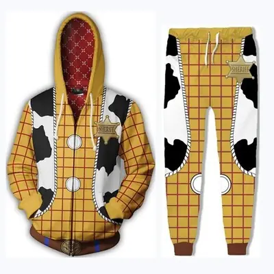 Men 3D Toy Story Sheriff Hoodie Pants Set