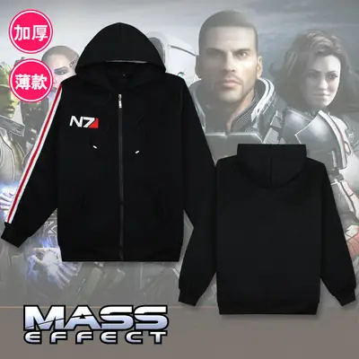N7 Mass Effect Hoodie Men Women Black Zipper Sweatshirt