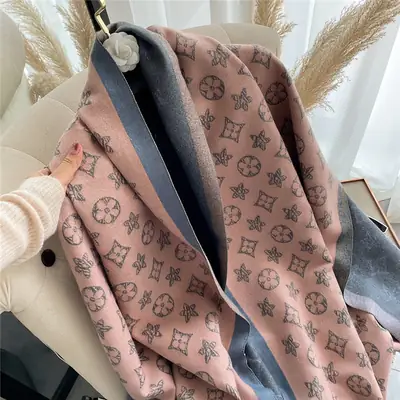 Double-Sided Cashmere Scarf Coffee Winter Warm Shawl