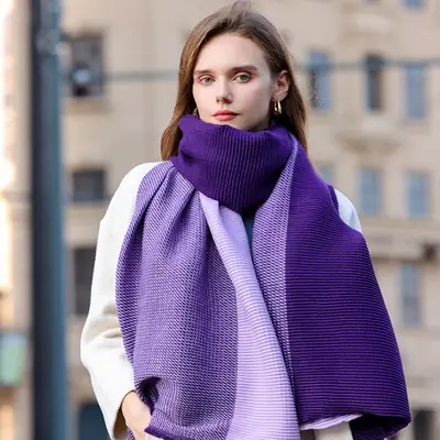 Winter Cashmere Scarf Women Elegant Rice Gray 68x200cm