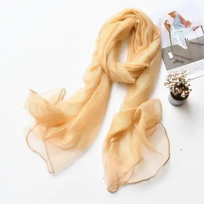 Women Long Silk Scarf Diamond Edge Autumn