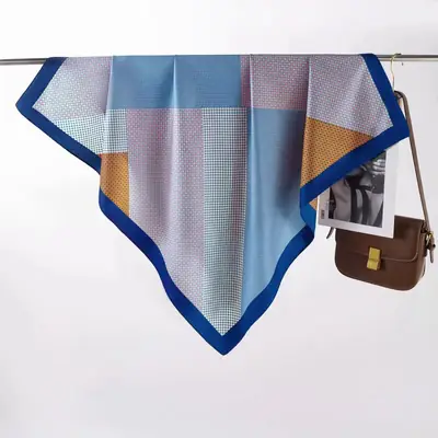 Women Silk Scarf 90cm Square Printed Sun Protection Shawl