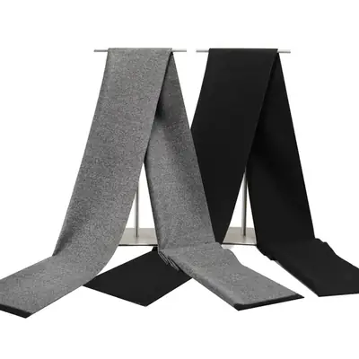 Men's Winter Warm Solid Color Scarf Gray Black