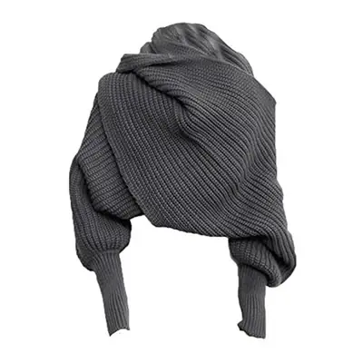 Women Knitted Wool Scarf Autumn Winter Monochrome Sleeve