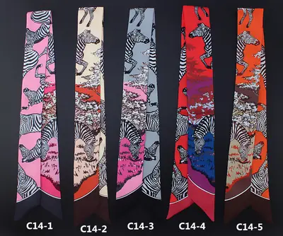 Women Silk Zebra Print Scarf Set of 5 Colors
