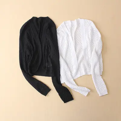 Women Silk Cardigan Black Small Size