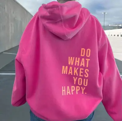 Women Hoodie DoWhatMakesYouHappy Rose Red Lettering XS-5XL thumbnail 1