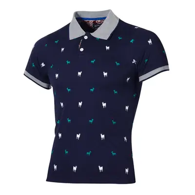 New Men's Lapel T-shirt Fashionable Printed European Version Large Size T-shirt Short Sleeve T-shirt