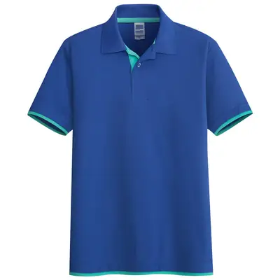 Men Slim Fit Polo Shirt Sapphire Blue Summer Korean Style