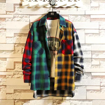 Men's Multi-Color Plaid Long Sleeve Shirt All Seasons Casual Style
