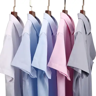 Men Cotton Business Short Sleeve Shirt Summer Office Wear