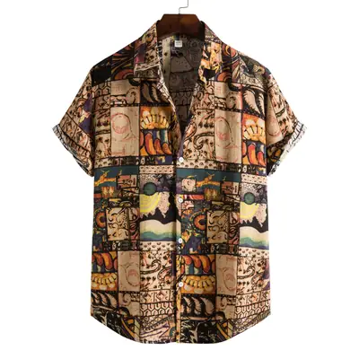 Men Printed Casual Short Sleeve Shirt