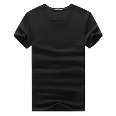 Men Cotton Solid White Round Neck T-Shirt Summer