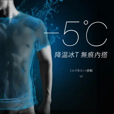 Men's Seamless Ice Silk T-Shirt Grey Summer Cooling