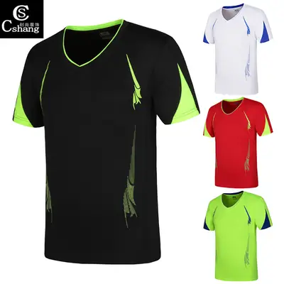 Men Quick-Dry Sports T-Shirt Plus Size V-Neck