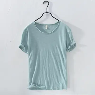 Men Cotton Round Neck T-Shirt Summer Short Sleeve
