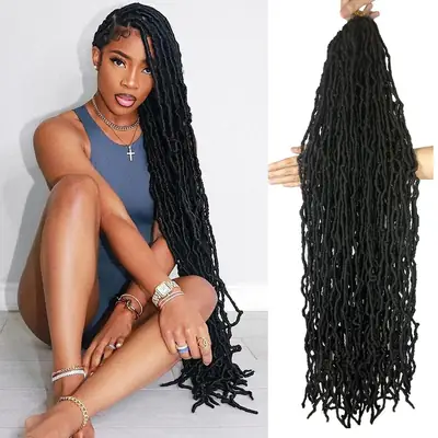 Earthworm Crochet Braids Black Long Hair for Women