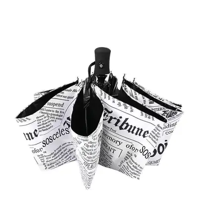 Automatic Newspaper Folding Umbrella Black Retro Sun Protection thumbnail 7
