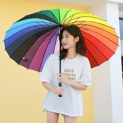 Rainbow 24-Bone Windproof Umbrella for Men Women