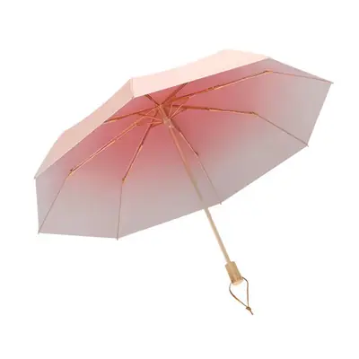 Gradient Wooden Handle UV Protection Sun Umbrella UPF50+ thumbnail 5