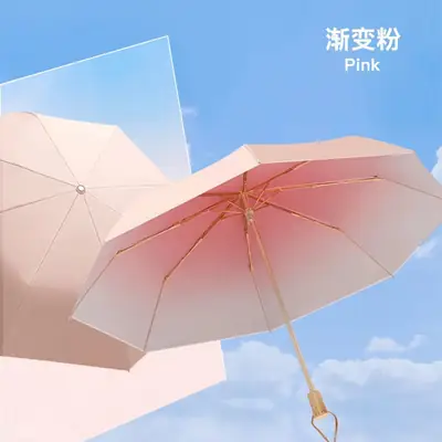 Gradient Wooden Handle UV Protection Sun Umbrella UPF50+ thumbnail 6