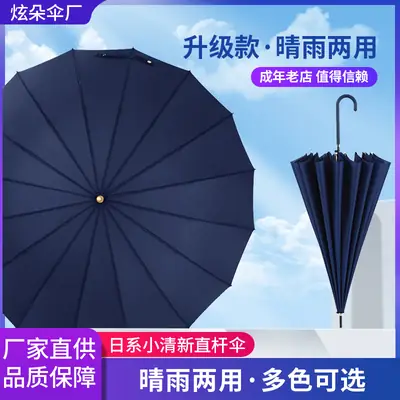Dark Blue Japanese Style Straight Handle Umbrella