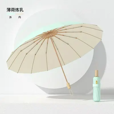 New Color Glue 16 Bone Sunshade Sun Umbrella Sunscreen UV Protection Women's Ins Folding Color Glue Dual-Use Upf50 thumbnail 10