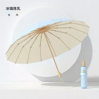 New Color Glue 16 Bone Sunshade Sun Umbrella Sunscreen UV Protection Women's Ins Folding Color Glue Dual-Use Upf50 thumbnail 11