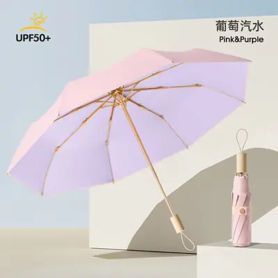 New Color Glue 16 Bone Sunshade Sun Umbrella Sunscreen UV Protection Women's Ins Folding Color Glue Dual-Use Upf50 thumbnail 19