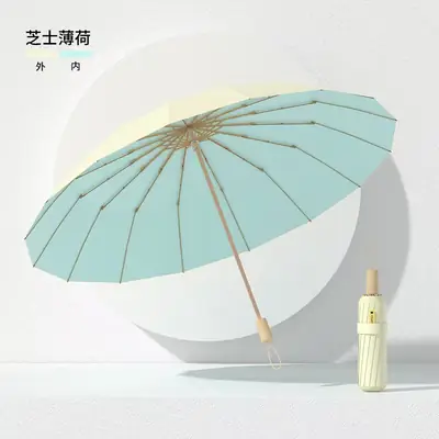 New Color Glue 16 Bone Sunshade Sun Umbrella Sunscreen UV Protection Women's Ins Folding Color Glue Dual-Use Upf50 thumbnail 7