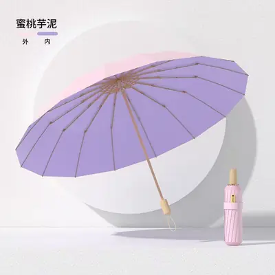 New Color Glue 16 Bone Sunshade Sun Umbrella Sunscreen UV Protection Women's Ins Folding Color Glue Dual-Use Upf50 thumbnail 8