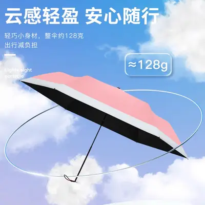 Ultra Light 3-Fold Sun Umbrella Black Apricot Edge UV Protection