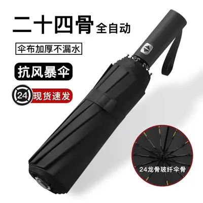 Men Automatic 24-Bone Anti-Storm Umbrella Black