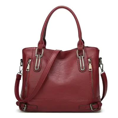 Red Leather Tote Bag for Women Office Travel