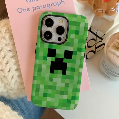 Green Creeper Pixel Phone Case for iPhone 16 Pro