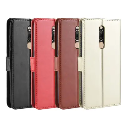 Premium Leather Flip Wallet Case for Meizu M6T 16s M15 in Black Red Brown Cream