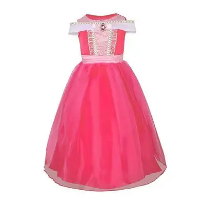 Rose Red Princess Dress for Girls 3-6 Years