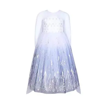 Princess Dress White Snowflake Gradient 3-10Yrs