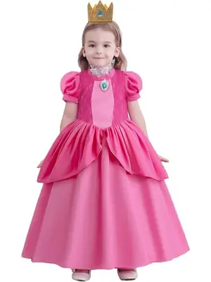 Pink Princess Peach Dress for Girls Birthday Party Wear