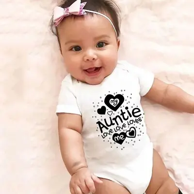 Auntie Love My White Cotton Baby Jumpsuit